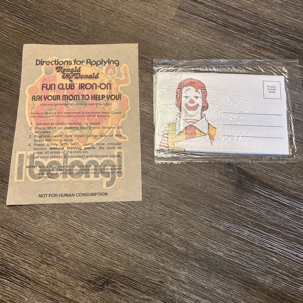 Letterland Stationary McDonaldland Ronald McDonald Iron On‎ Fun Club 1970s Lot